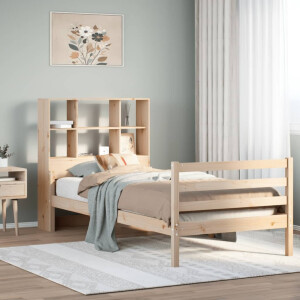 vidaXL Bed met boekenkast zonder matras massief grenenhout 90x200 cm