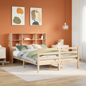 vidaXL Bed met boekenkast zonder matras massief grenenhout 150x200 cm