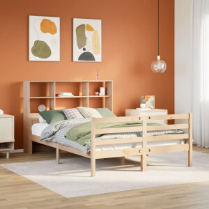vidaXL Bed met boekenkast zonder matras massief grenenhout 160x200 cm