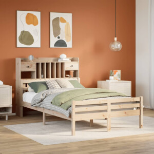 vidaXL Bed met boekenkast zonder matras massief grenenhout 135x190 cm
