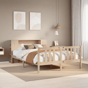 vidaXL Bed met boekenkast zonder matras massief grenenhout 135x190 cm