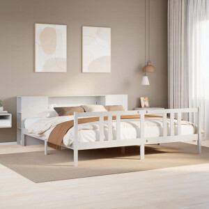 vidaXL Bed met boekenkast zonder matras grenenhout wit 200x200 cm