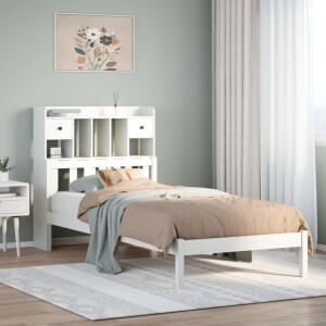 vidaXL Bed met boekenkast zonder matras grenenhout wit 90x200 cm