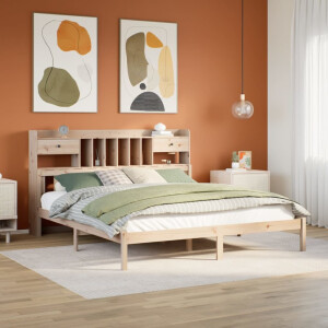 vidaXL Bed met boekenkast zonder matras massief grenenhout 180x200 cm