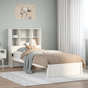 vidaXL Bed met boekenkast zonder matras grenenhout wit 90x190 cm