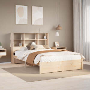 vidaXL Bed met boekenkast zonder matras massief grenenhout 160x200 cm