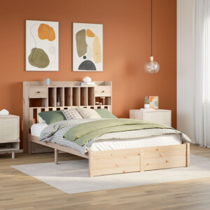vidaXL Bed met boekenkast zonder matras massief grenenhout 140x190 cm