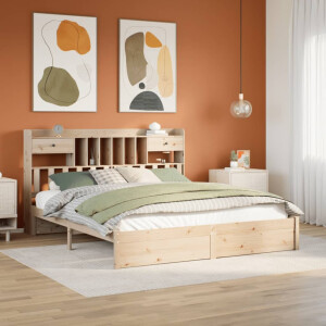 vidaXL Bed met boekenkast zonder matras massief grenenhout 180x200 cm