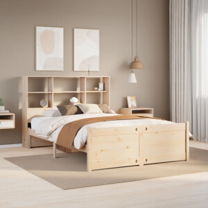 vidaXL Bed met boekenkast zonder matras massief grenenhout 160x200 cm
