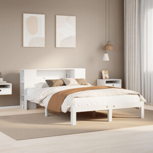 vidaXL Bed met boekenkast zonder matras grenenhout wit 150x200 cm
