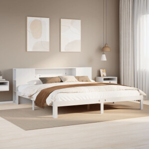 vidaXL Bed met boekenkast zonder matras grenenhout wit 200x200 cm