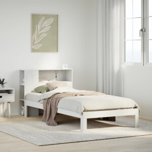 vidaXL Bed met boekenkast zonder matras grenenhout wit 75x190 cm