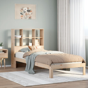 vidaXL Bed met boekenkast zonder matras massief grenenhout 90x190 cm