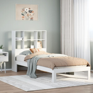 vidaXL Bed met boekenkast zonder matras grenenhout wit 90x200 cm