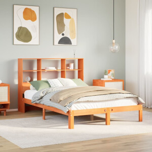 vidaXL Bed met boekenkast zonder matras grenenhout wasbruin 120x190 cm