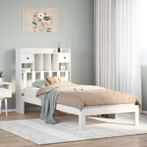 vidaXL Bed met boekenkast zonder matras grenenhout wit 90x200 cm