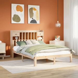 vidaXL Bed met boekenkast zonder matras massief grenenhout 140x200 cm