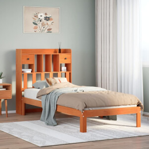 vidaXL Bed met boekenkast zonder matras grenenhout wasbruin 100x200 cm