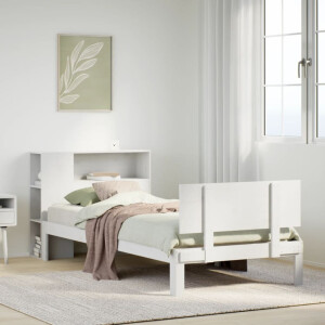 vidaXL Bed met boekenkast zonder matras grenenhout wit 75x190 cm