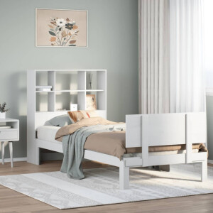 vidaXL Bed met boekenkast zonder matras grenenhout wit 90x190 cm
