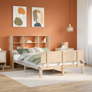 vidaXL Bed met boekenkast zonder matras massief grenenhout 150x200 cm