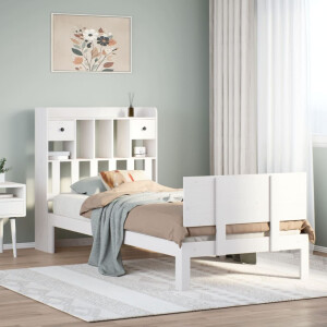vidaXL Bed met boekenkast zonder matras grenenhout wit 75x190 cm