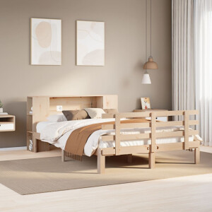 vidaXL Bed met boekenkast zonder matras massief grenenhout 135x190 cm