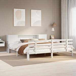 vidaXL Bed met boekenkast zonder matras grenenhout wit 200x200 cm