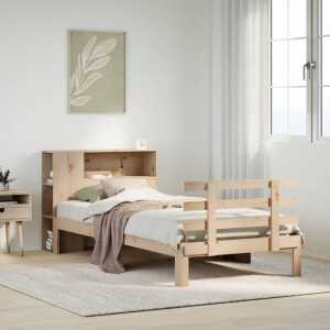 vidaXL Bed met boekenkast zonder matras massief grenenhout 75x190 cm
