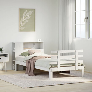 vidaXL Bed met boekenkast zonder matras grenenhout wit 75x190 cm