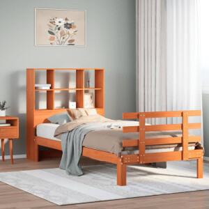 vidaXL Bed met boekenkast zonder matras grenenhout wasbruin 100x200 cm
