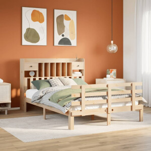 vidaXL Bed met boekenkast zonder matras massief grenenhout 140x200 cm