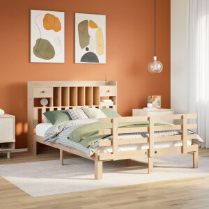 vidaXL Bed met boekenkast zonder matras massief grenenhout 150x200 cm