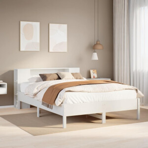 vidaXL Bed met boekenkast zonder matras grenenhout wit 120x190 cm