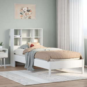vidaXL Bed met boekenkast zonder matras grenenhout wit 90x190 cm