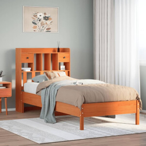 vidaXL Bed met boekenkast zonder matras grenenhout wasbruin 100x200 cm