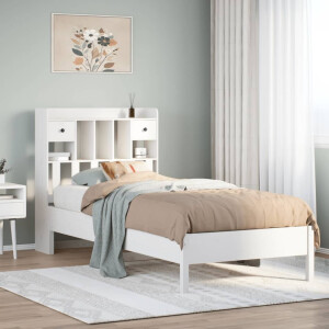 vidaXL Bed met boekenkast zonder matras grenenhout wit 90x200 cm