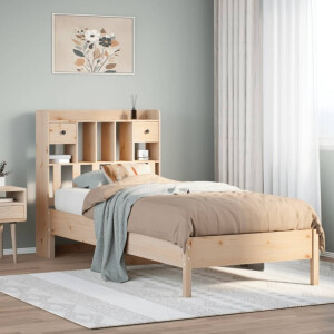 vidaXL Bed met boekenkast zonder matras massief grenenhout 75x190 cm