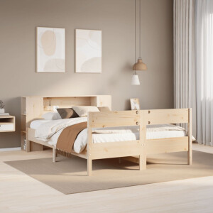 vidaXL Bed met boekenkast zonder matras massief grenenhout 135x190 cm