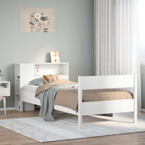 vidaXL Bed met boekenkast zonder matras grenenhout wit 75x190 cm