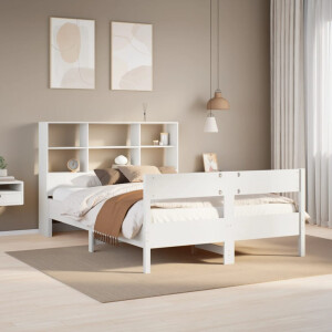 vidaXL Bed met boekenkast zonder matras grenenhout wit 120x190 cm