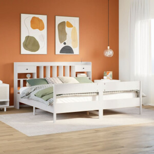 vidaXL Bed met boekenkast zonder matras grenenhout wit 180x200 cm