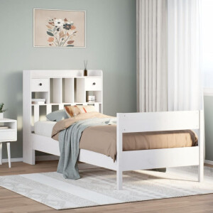 vidaXL Bed met boekenkast zonder matras grenenhout wit 90x190 cm