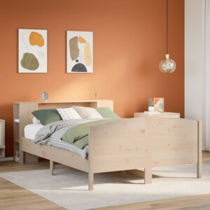 vidaXL Bed met boekenkast zonder matras massief grenenhout 135x190 cm