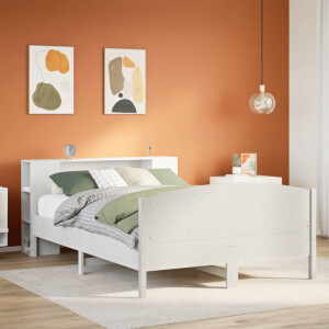vidaXL Bed met boekenkast zonder matras grenenhout wit 120x190 cm