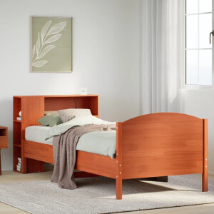 vidaXL Bed met boekenkast zonder matras grenenhout wasbruin 100x200 cm