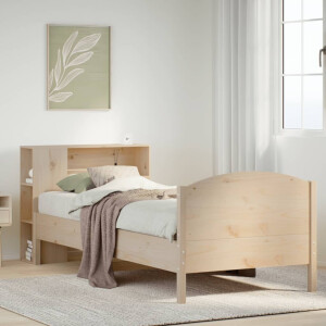 vidaXL Bed met boekenkast zonder matras massief grenenhout 75x190 cm