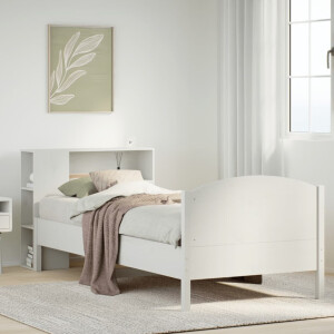 vidaXL Bed met boekenkast zonder matras grenenhout wit 75x190 cm