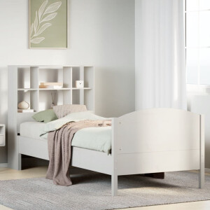 vidaXL Bed met boekenkast zonder matras grenenhout wit 90x190 cm