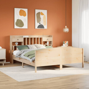 vidaXL Bed met boekenkast zonder matras massief grenenhout 180x200 cm